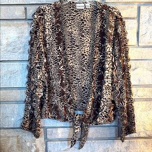 Chico's Leopard Print Tie-Front Cardigan